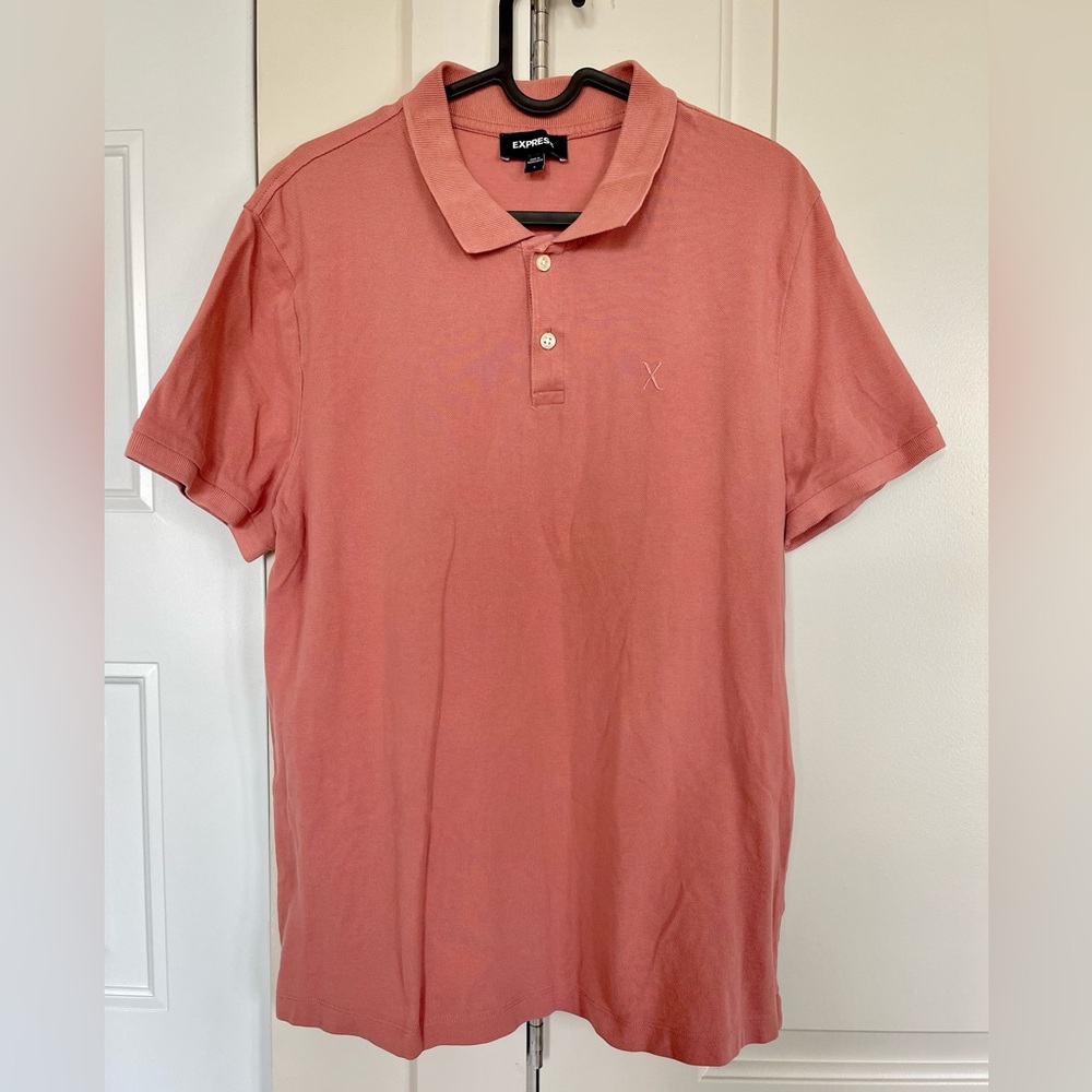Express | Men's Size Large | Pink/Salom Polo Shirt
